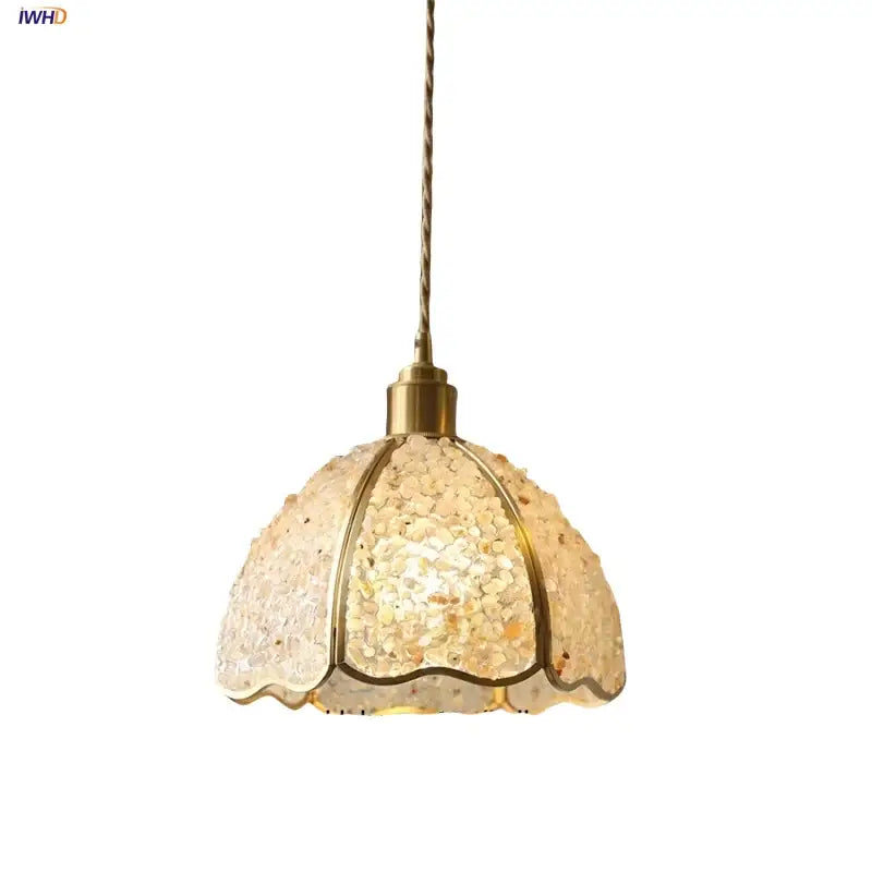 Modern scalloped seashell glass led pendant light for dining room