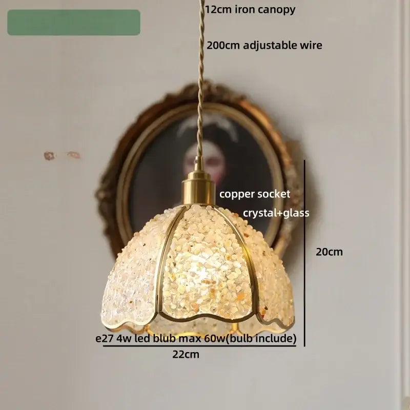 Modern scalloped seashell glass led pendant light for dining room