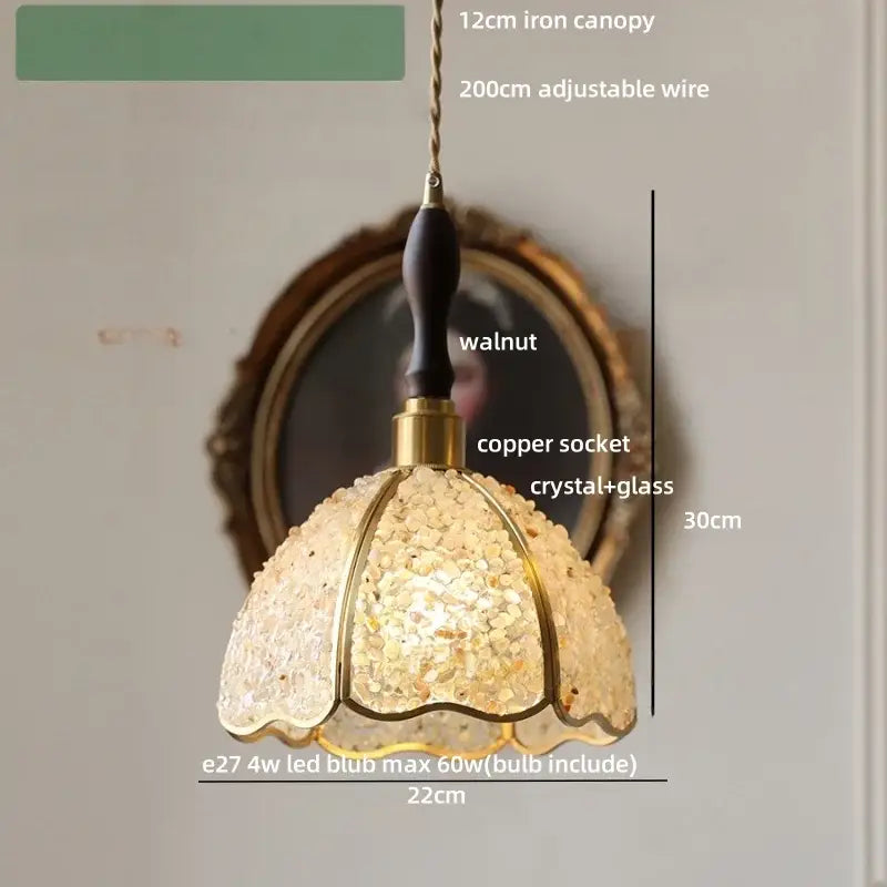 Modern scalloped seashell glass led pendant light for dining room