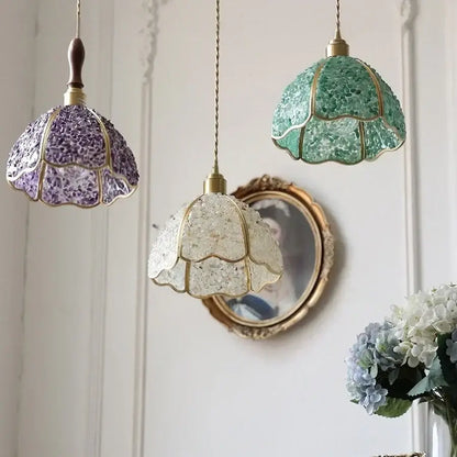 Modern scalloped seashell glass led pendant light for dining room