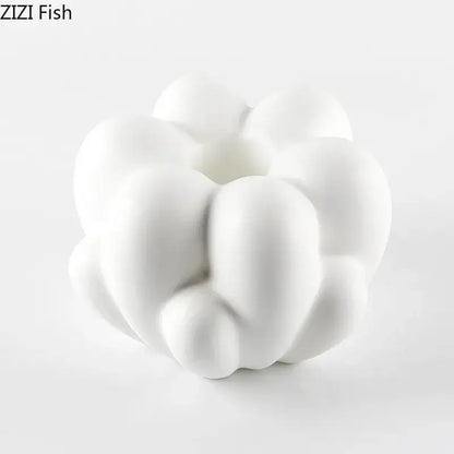 Modern scalloped white ceramic creative petal vase living room decor