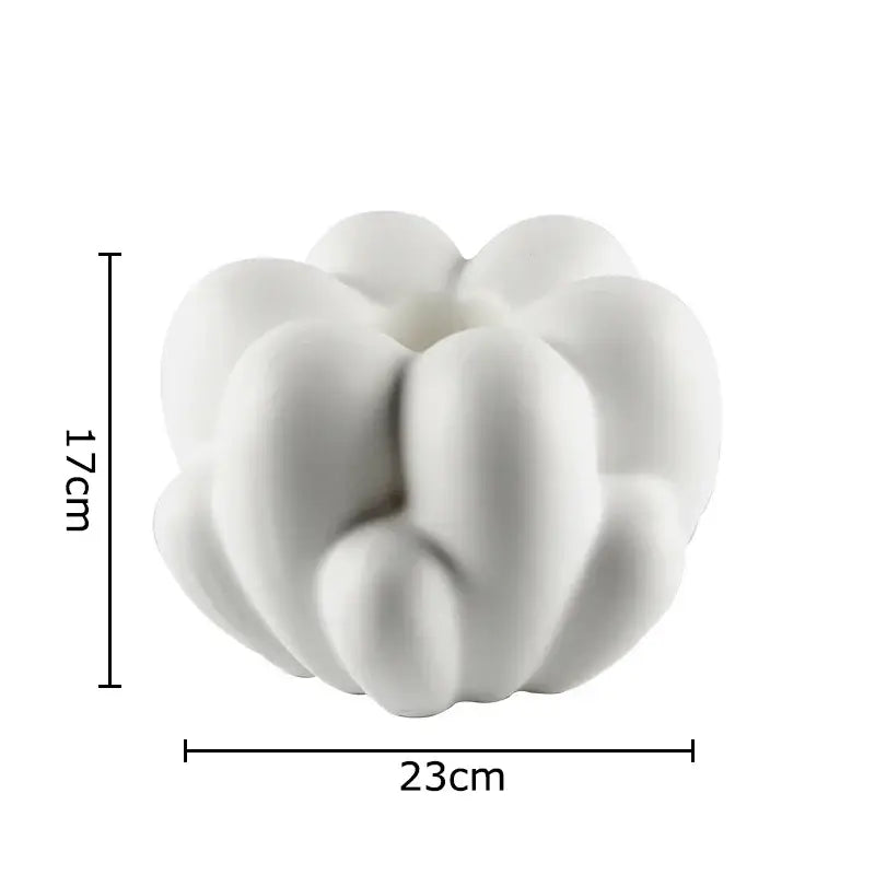 Modern scalloped white ceramic creative petal vase living room decor