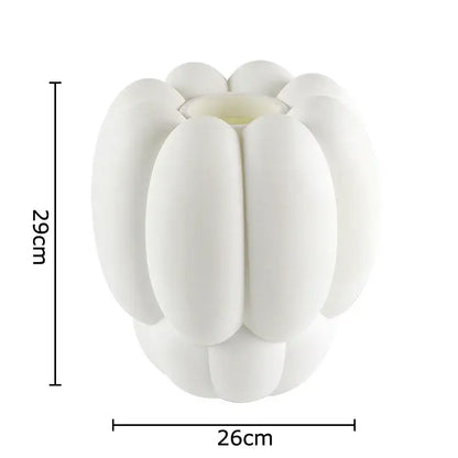 Modern scalloped white ceramic creative petal vase living room decor