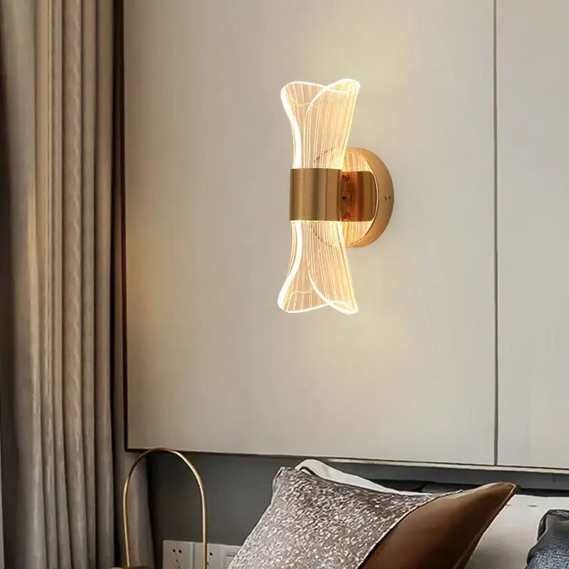Modern sculptural gold nordic acrylic wall lights bedroom