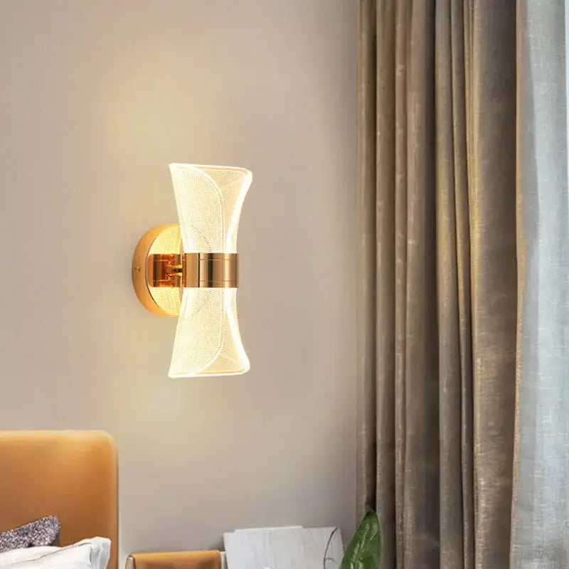 Modern sculptural gold nordic acrylic wall lights bedroom