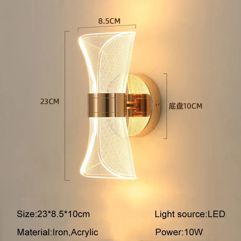 Modern sculptural gold nordic acrylic wall lights bedroom