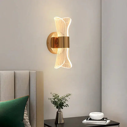 Modern sculptural gold nordic acrylic wall lights bedroom
