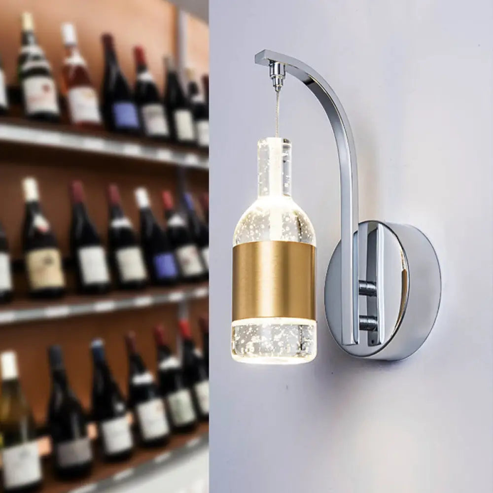 DecorBites™ Modern Seedy Crystal LED Wine Bottle Wall Sconce in Chrome