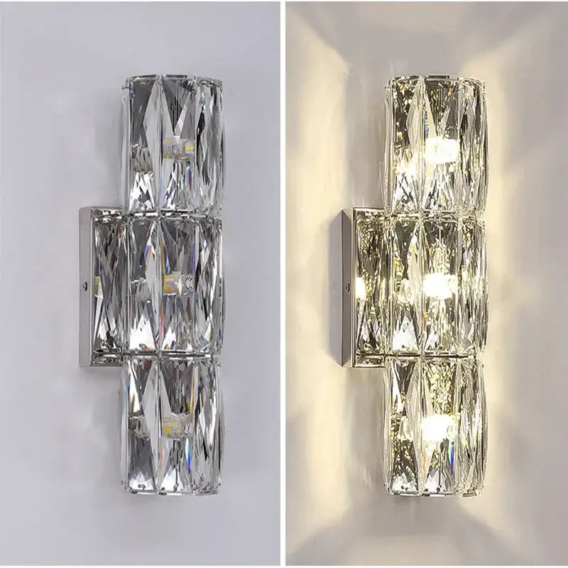 Modern segmented crystal wall lamp living room warm led light