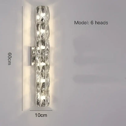 Modern segmented crystal wall lamp living room warm led light