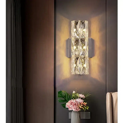 Modern segmented crystal wall lamp living room warm led light