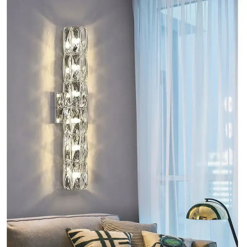 Modern segmented crystal wall lamp living room warm led light