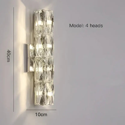Modern segmented crystal wall lamp living room warm led light