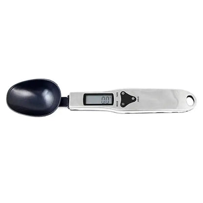 Modern silver and black digital kitchen spoon scale