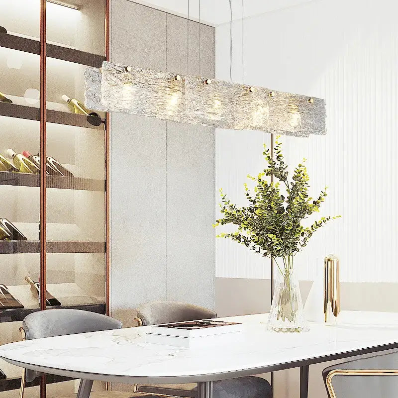 Modern silver and gold glass chandelier dining room pendant light