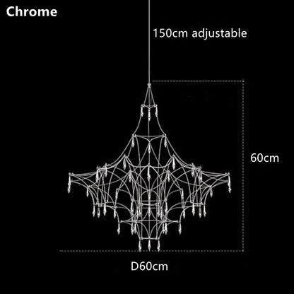 Modern silver and golden lustre crystal chandelier for living room