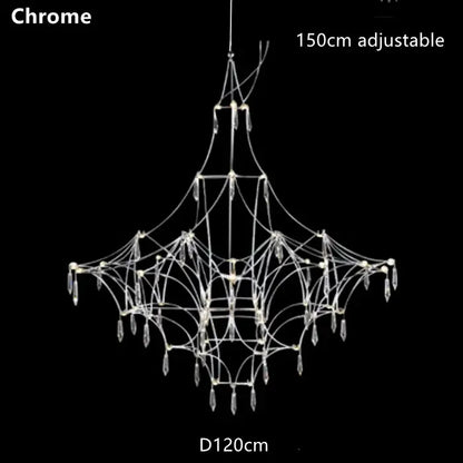 Modern silver and golden lustre crystal chandelier for living room