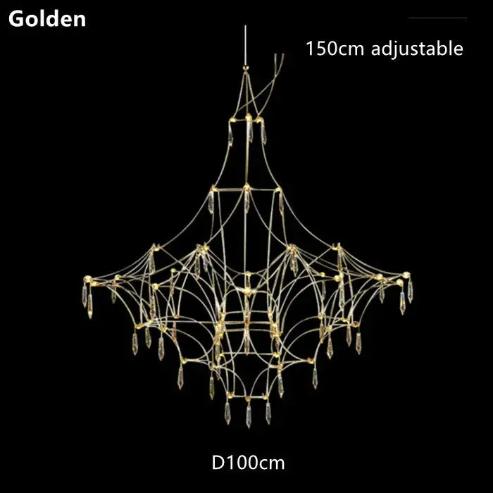 Modern silver and golden lustre crystal chandelier for living room