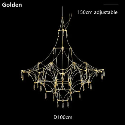 Modern silver and golden lustre crystal chandelier for living room