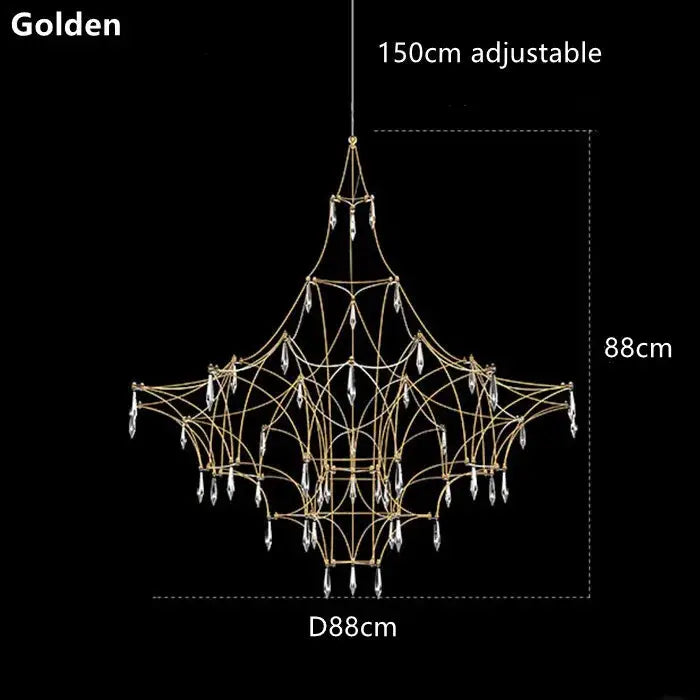 Modern silver and golden lustre crystal chandelier for living room