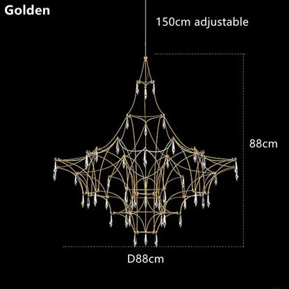 Modern silver and golden lustre crystal chandelier for living room