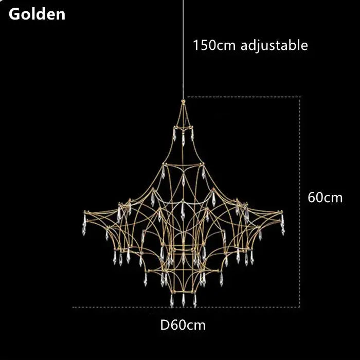 Modern silver and golden lustre crystal chandelier for living room