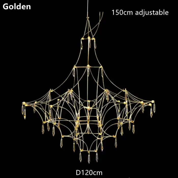 Modern silver and golden lustre crystal chandelier for living room