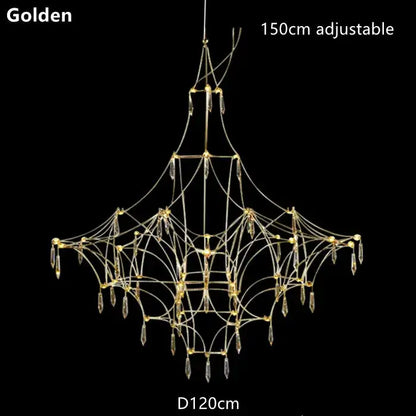 Modern silver and golden lustre crystal chandelier for living room