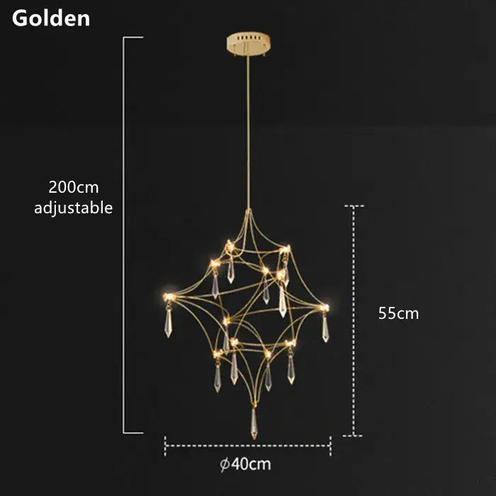 Modern silver and golden lustre crystal chandelier for living room