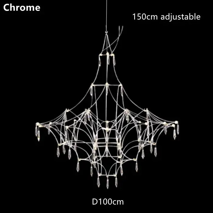 Modern silver and golden lustre crystal chandelier for living room