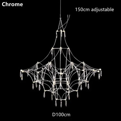 Modern silver and golden lustre crystal chandelier for living room