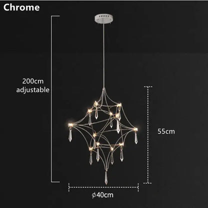 Modern silver and golden lustre crystal chandelier for living room