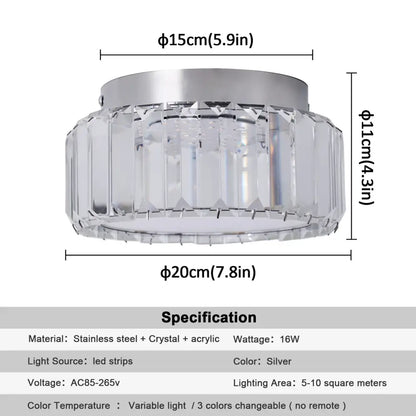 Modern silver big crystal led circle ceiling lamp for living room