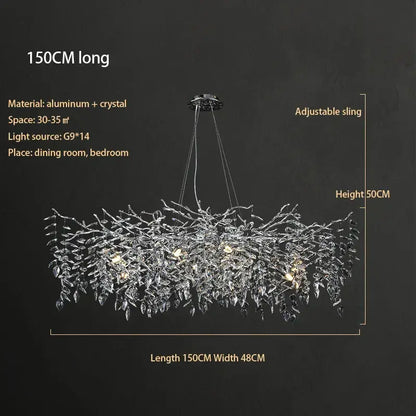 Modern silver & black crystal chrome chandelier living room light