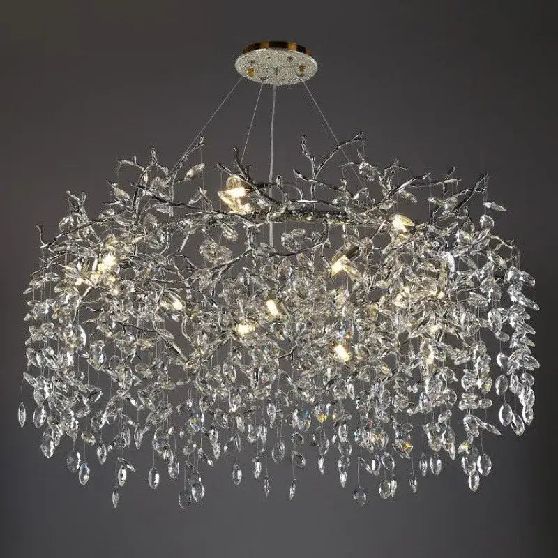 Modern silver & black crystal chrome chandelier living room light