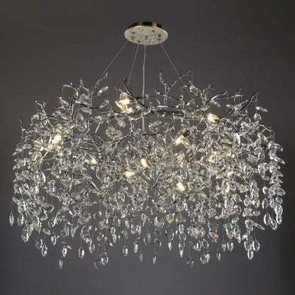 Modern silver & black crystal chrome chandelier living room light