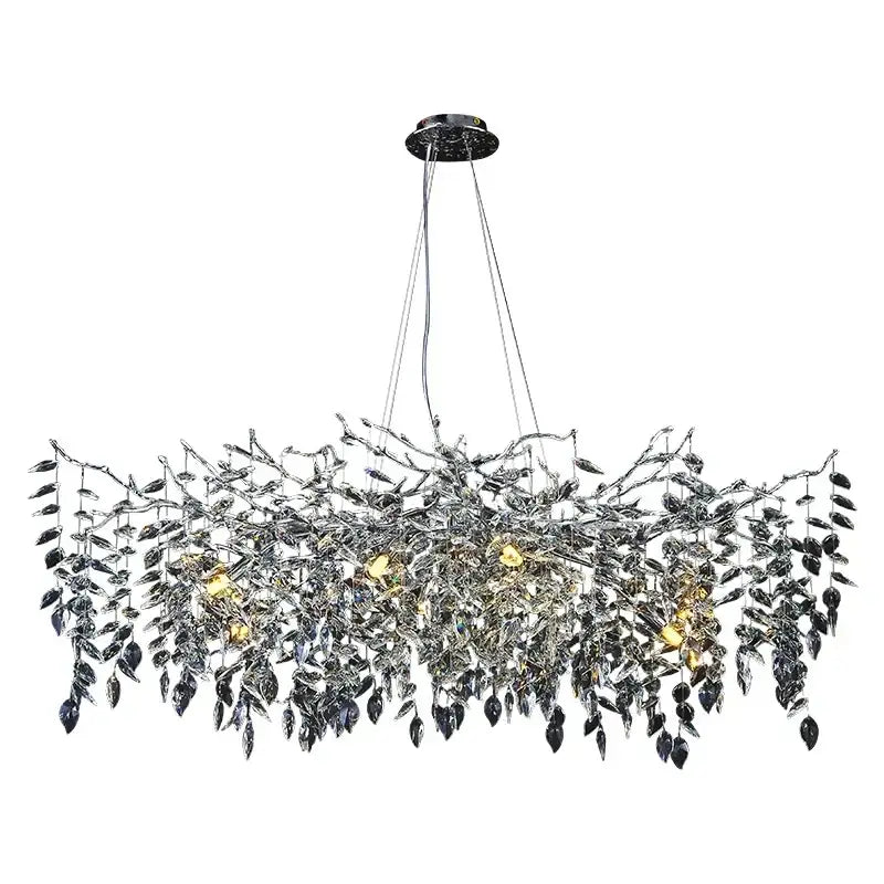 Modern silver & black crystal chrome chandelier living room light