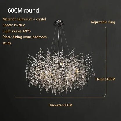 Modern silver & black crystal chrome chandelier living room light
