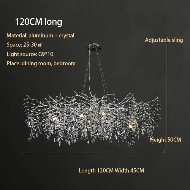 Modern silver & black crystal chrome chandelier living room light