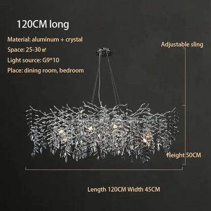 Modern silver & black crystal chrome chandelier living room light