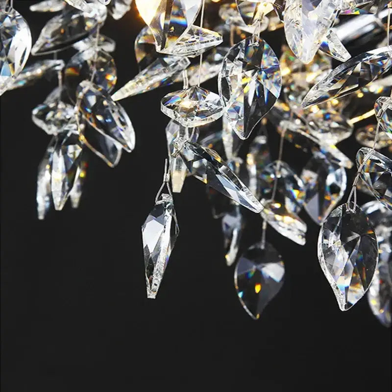 Modern silver & black crystal chrome chandelier living room light