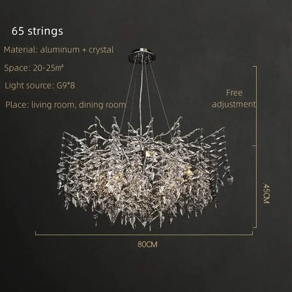 Modern silver & black crystal pendant chandelier dining room branch design