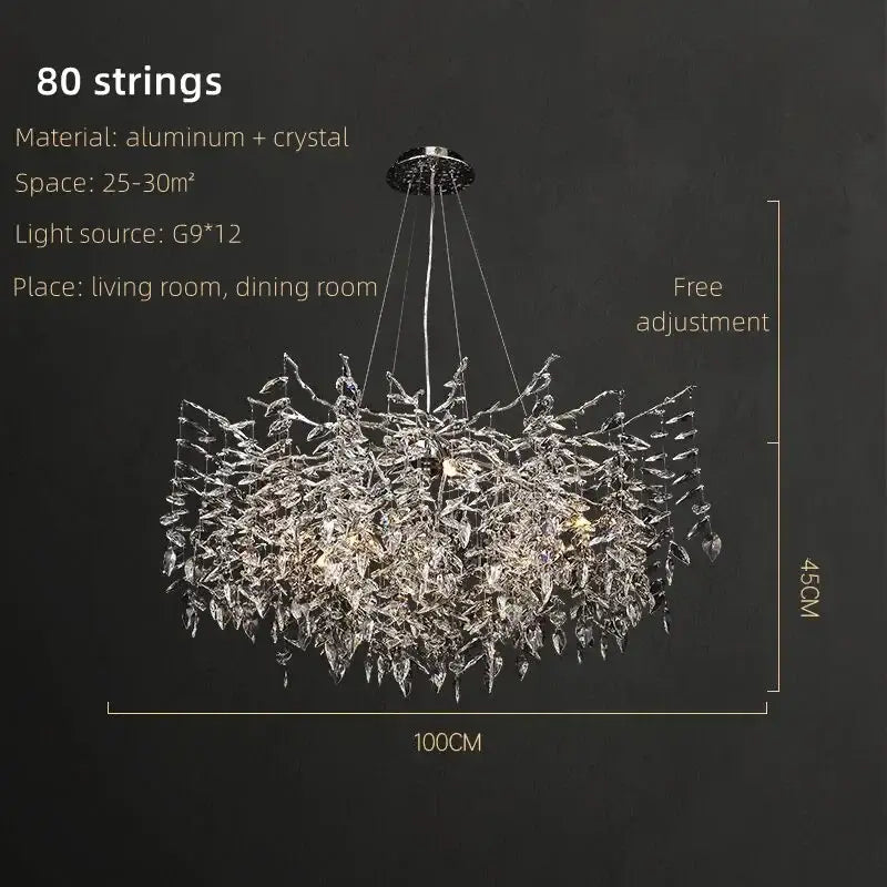 Modern silver & black crystal pendant chandelier dining room branch design