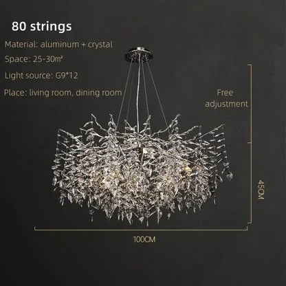 Modern silver & black crystal pendant chandelier dining room branch design