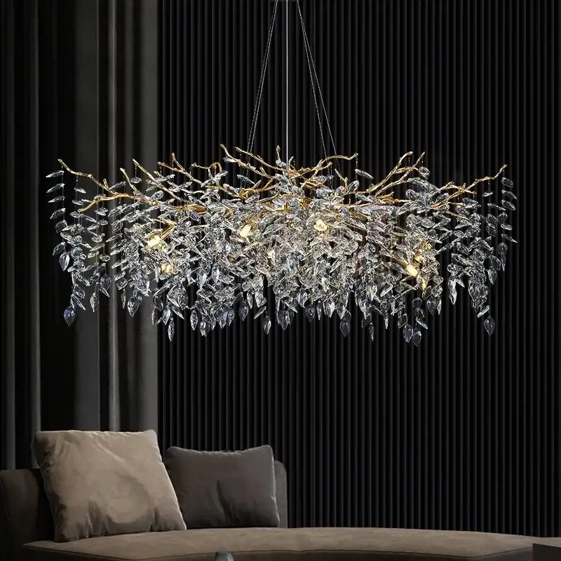 Modern silver & black crystal pendant chandelier dining room branch design