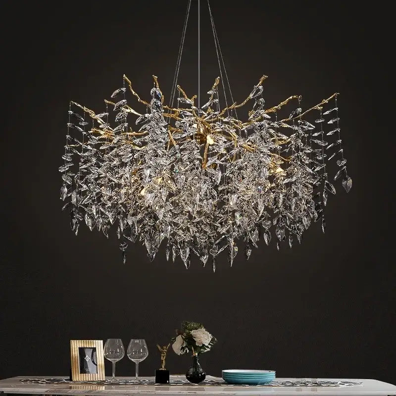 Modern silver & black crystal pendant chandelier dining room branch design