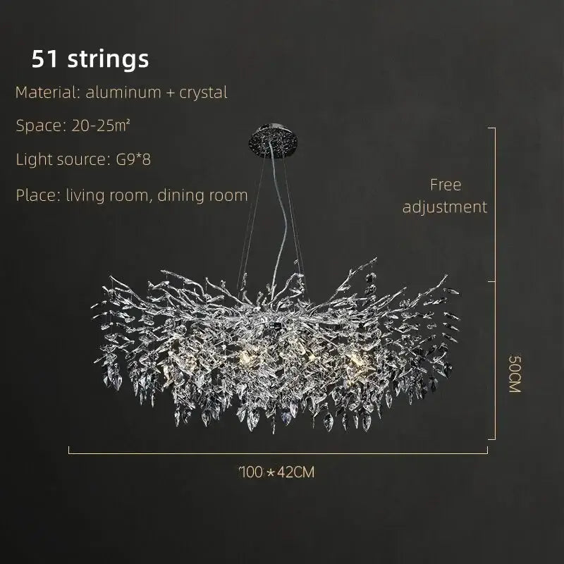 Modern silver & black crystal pendant chandelier dining room branch design