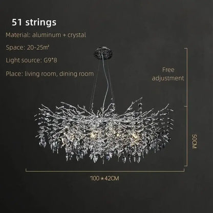 Modern silver & black crystal pendant chandelier dining room branch design