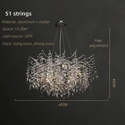 Modern silver & black crystal pendant chandelier dining room branch design