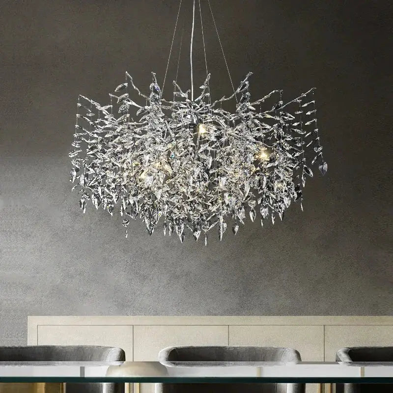 Modern silver & black crystal pendant chandelier dining room branch design